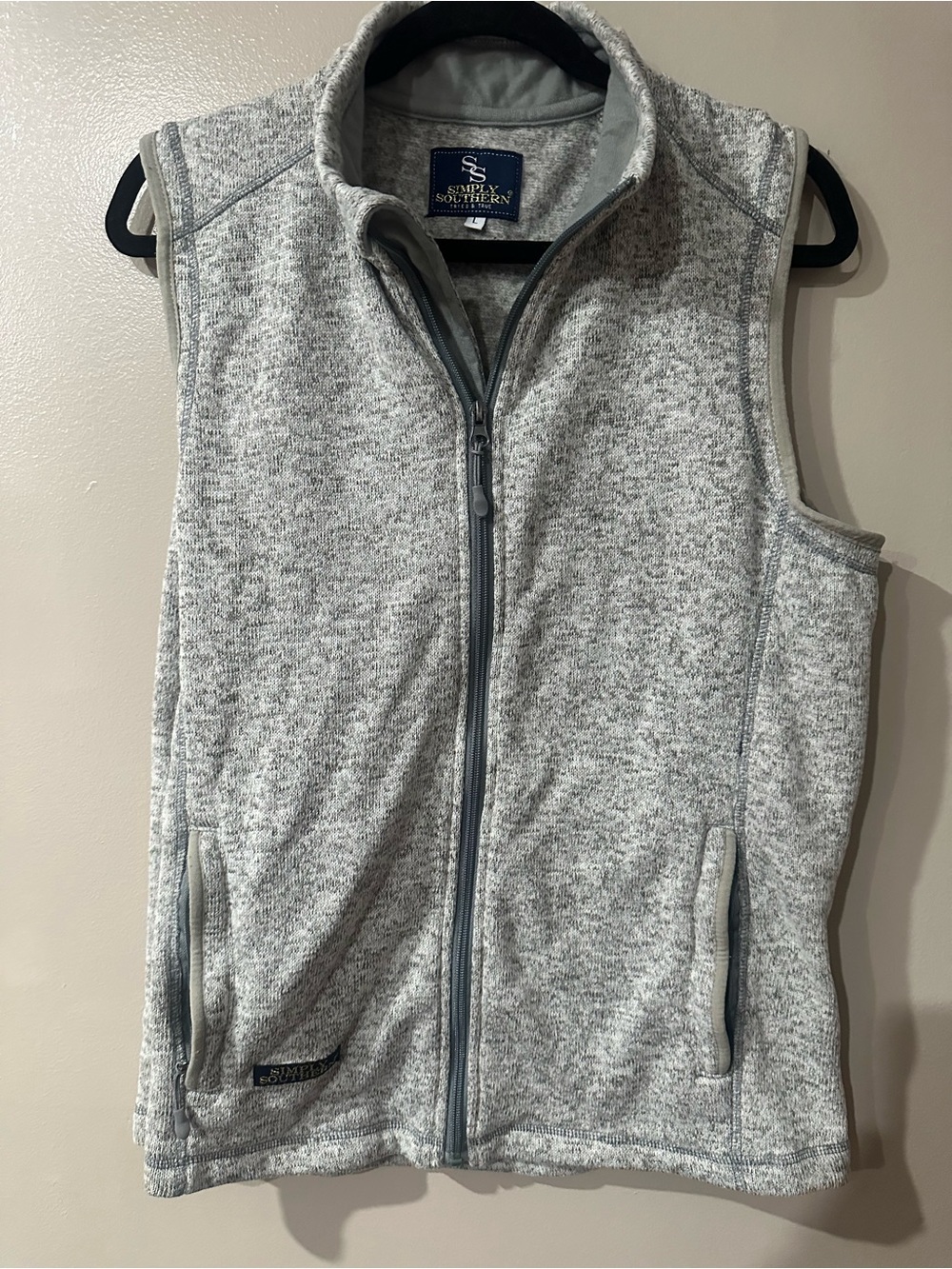 Women’s Simply Southern Light Gray Marled Zip-Up Vest